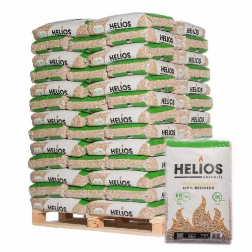Pelety HELIOS ENplus A1 / DINplus – paleta 975 kg (65 × 15 kg)