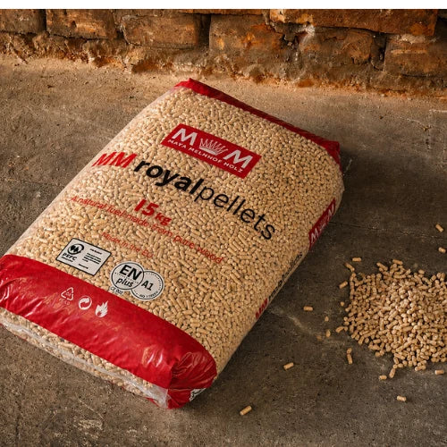 Světlé pelety Royal Pellets ENplus A1 – paleta 1 050 kg (70 × 15 kg)