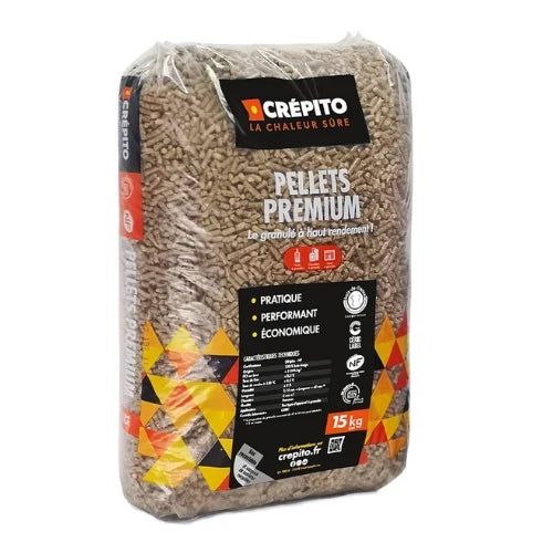 Pelety Crépito Premium NF / DINplus – paleta 1 080 kg (72 pytlů)